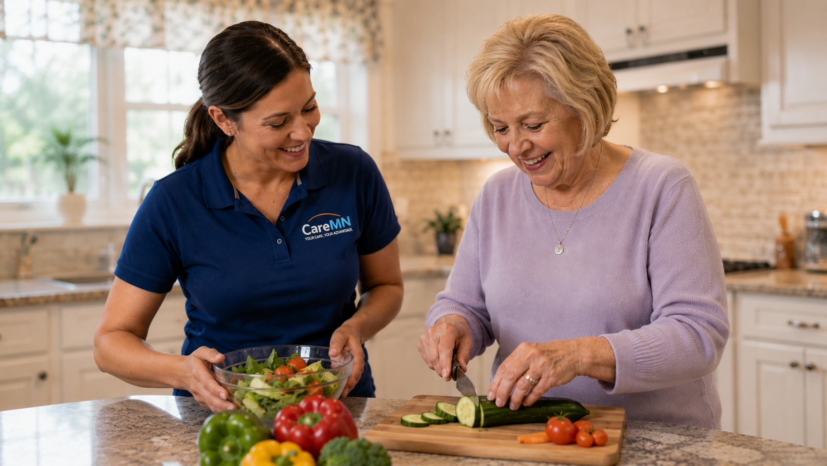 CareMN caregiver cooking with client